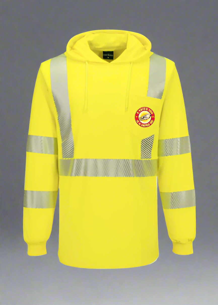 DTF Print Hi-Vis Lightweight Hooded T-Shirt Long Sleeve  #404943