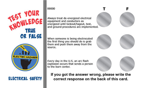 Electrical Safety True/False Knowledge Card Package - #402695