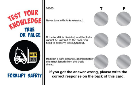 Forklift Safety True/False Knowledge Card Package - #402700