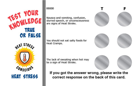 Heat Stress True/False Knowledge Card Package - #402702