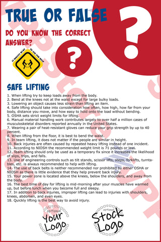 True False Safe Lifting Poster - #402709P