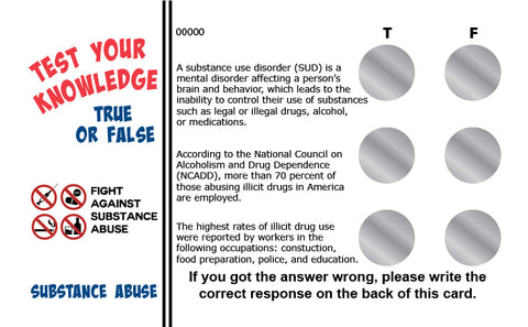 Substance Abuse True/False Knowledge Card Package  - #402723