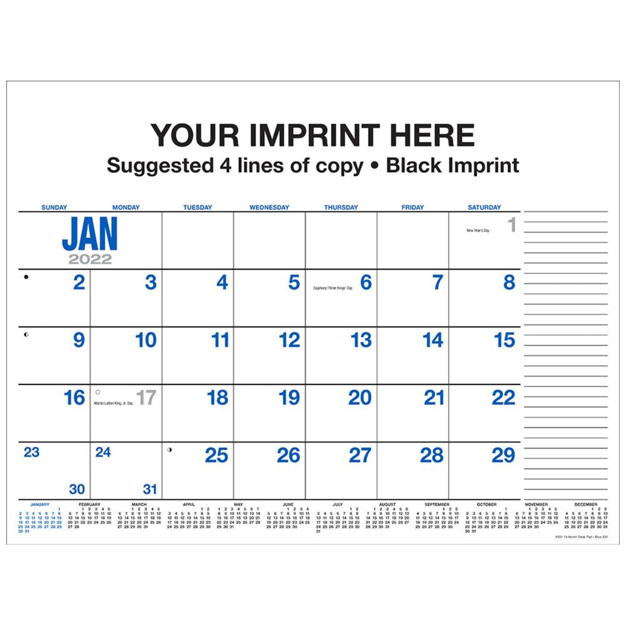 13 Month Desk Pad Calendar  - #403699