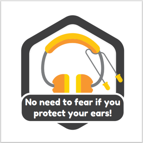 Hearing Protection Square Hard Hat Decal Full Color - #404092