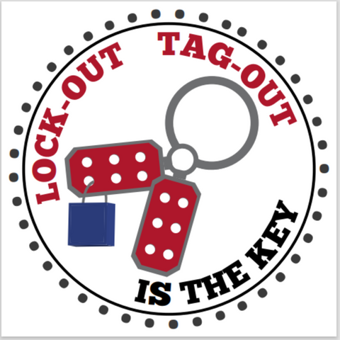 Lockout Tagout Hard Hat Decal Full Color - #404098