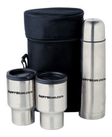 Coffee Travel Mug, Stainless Steel Thermo Coffee Tumbler 500ml/16.9oz set  with 2 extra Cups for Coffee Hot drink and Cold drink water flask, Travel  Coffee Mug Thermal, Navy Blue 